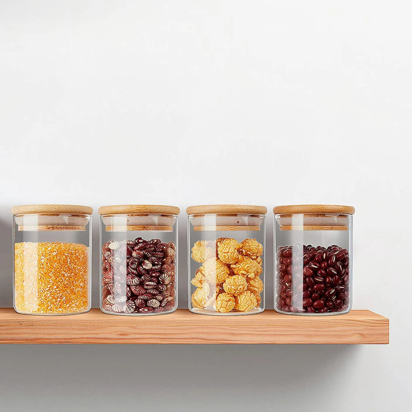 Mini Bamboo Glass Jar Set