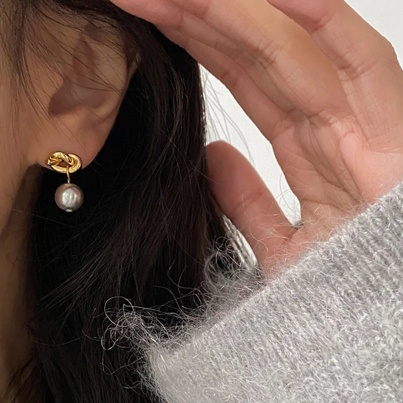 The Audrey Pearl Knot Earring