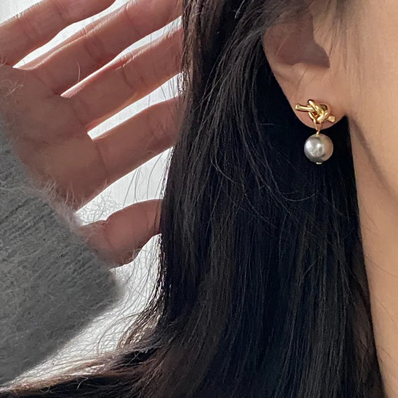The Audrey Pearl Knot Earring