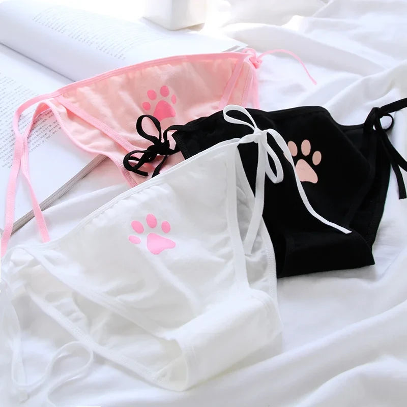 Purr-fectly Adorable Cat Paw Tie-Side Panties