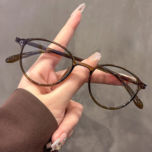 Retro Round frame anti-blue light glasses women men ultra-light computer blocking glasses lens leg fashion optical spectacle