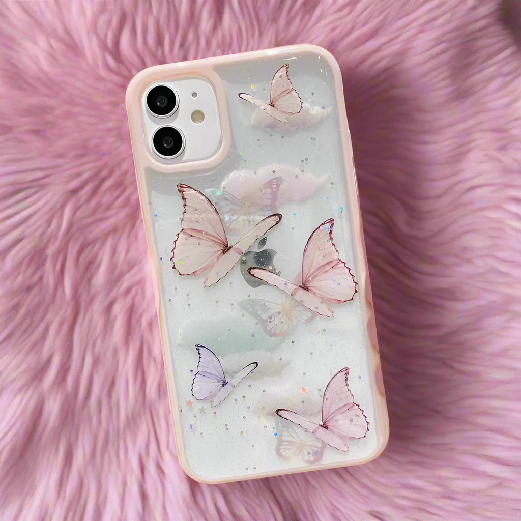 Glitter Butterfly Clear Phone Case