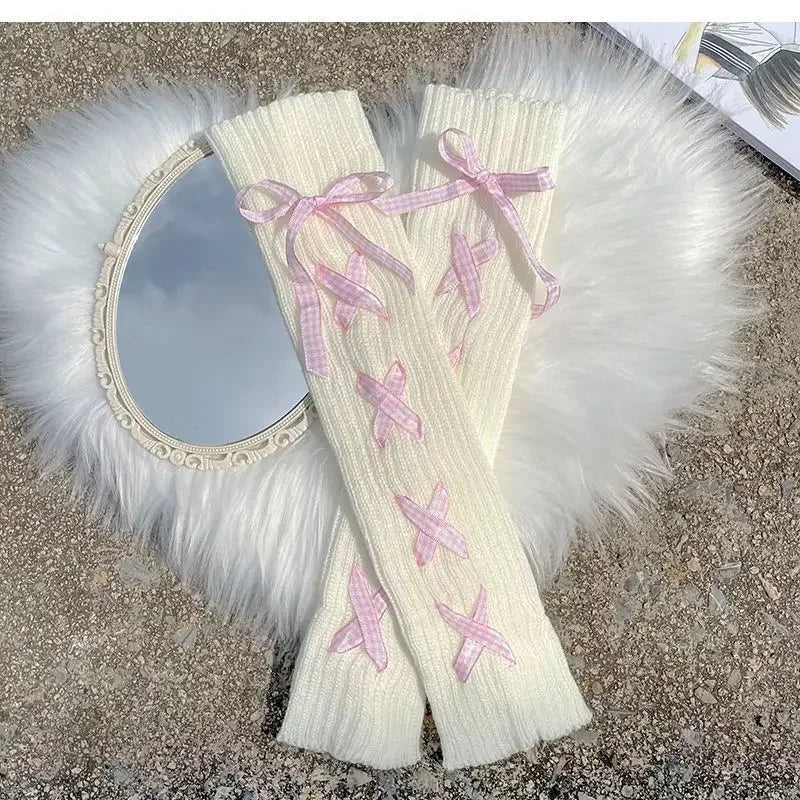 Lace-Up Ribbon Legwarmers