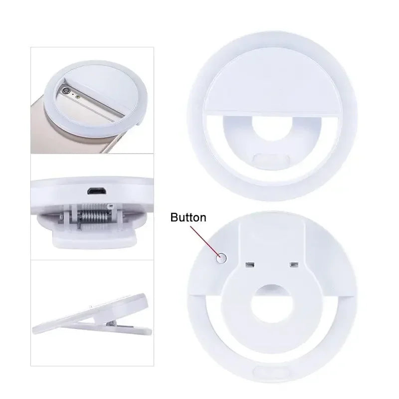 Selfie Ring Light LED Light Ring with USB Phone Charger Selfie Light Compatible IPhone Samsung Xiaomi Poco Nightlights Lamps