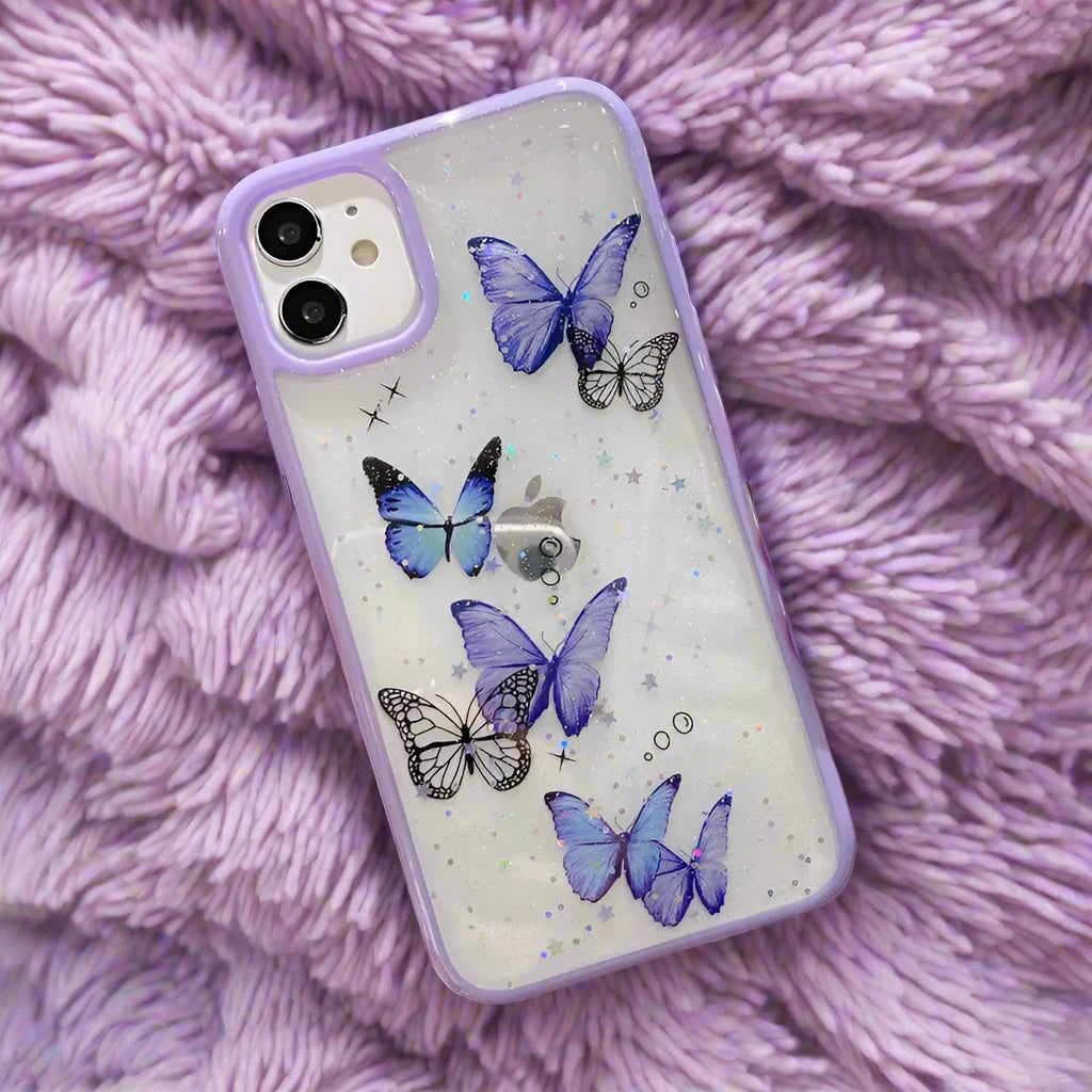 Glitter Butterfly Clear Phone Case