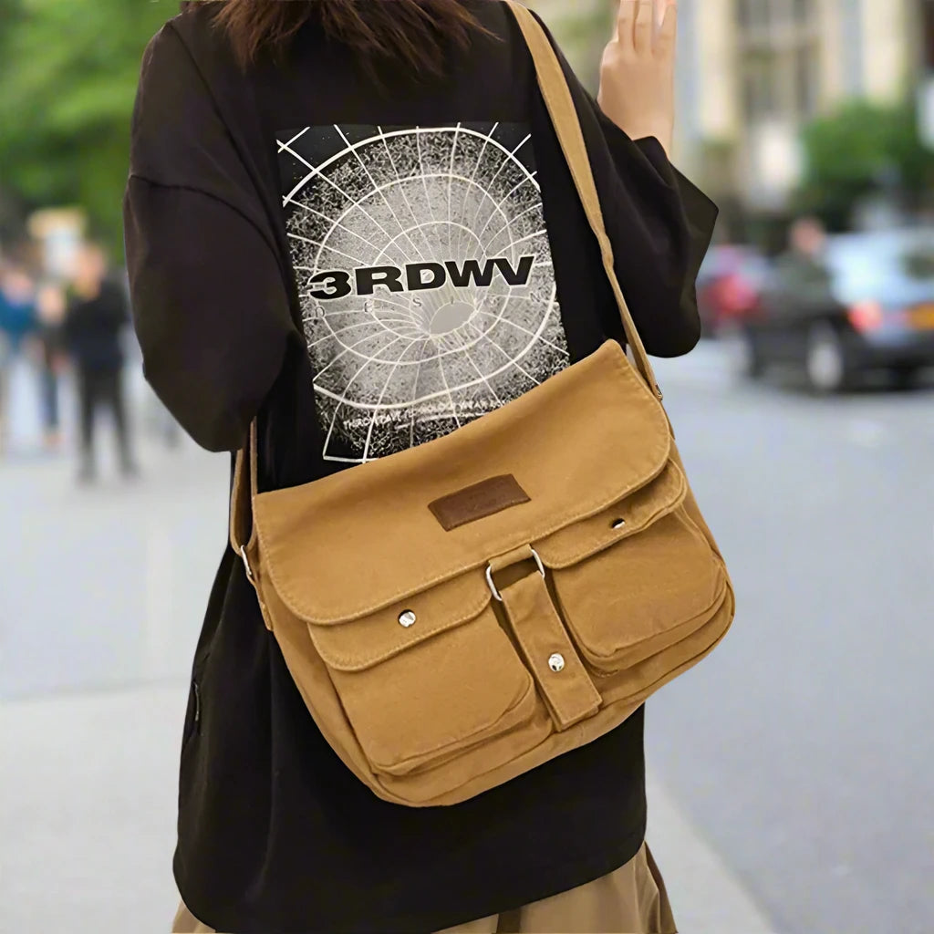 Grunge Canvas Messenger Bag