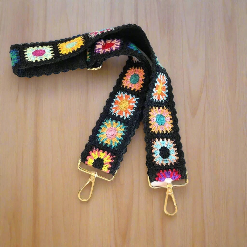 Boho Flower Crochet Adjustable Bag Strap