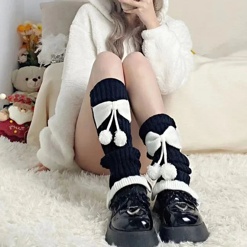 Kawaii Bow Plush Legwarmers