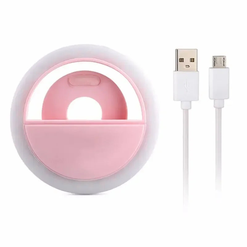 Selfie Ring Light LED Light Ring with USB Phone Charger Selfie Light Compatible IPhone Samsung Xiaomi Poco Nightlights Lamps