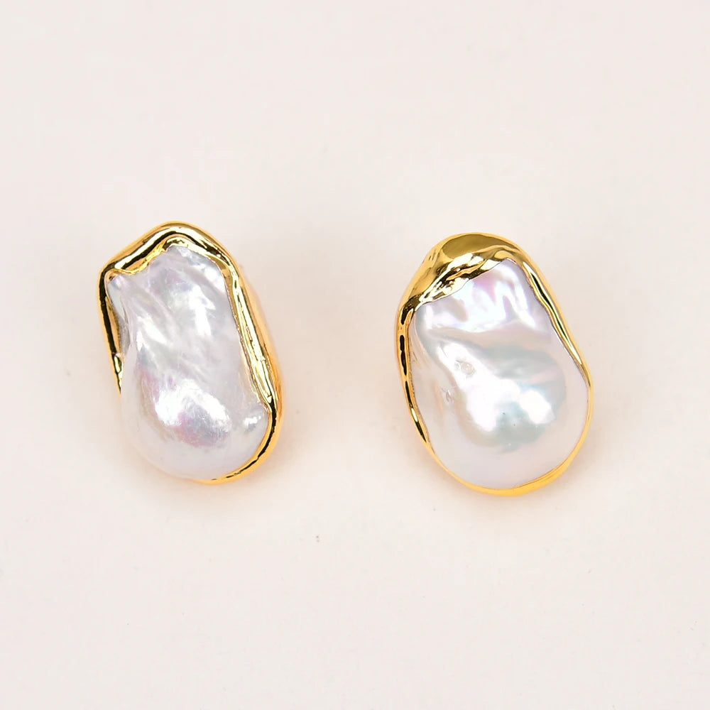 Baroque Pearl Stud Earrings