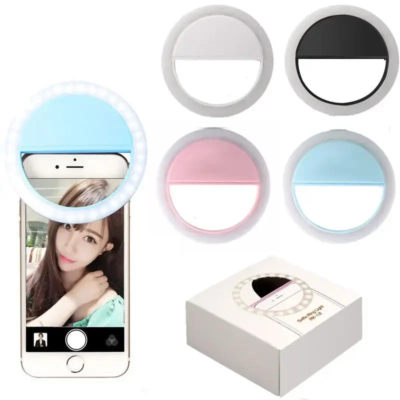 Selfie Ring Light LED Light Ring with USB Phone Charger Selfie Light Compatible IPhone Samsung Xiaomi Poco Nightlights Lamps