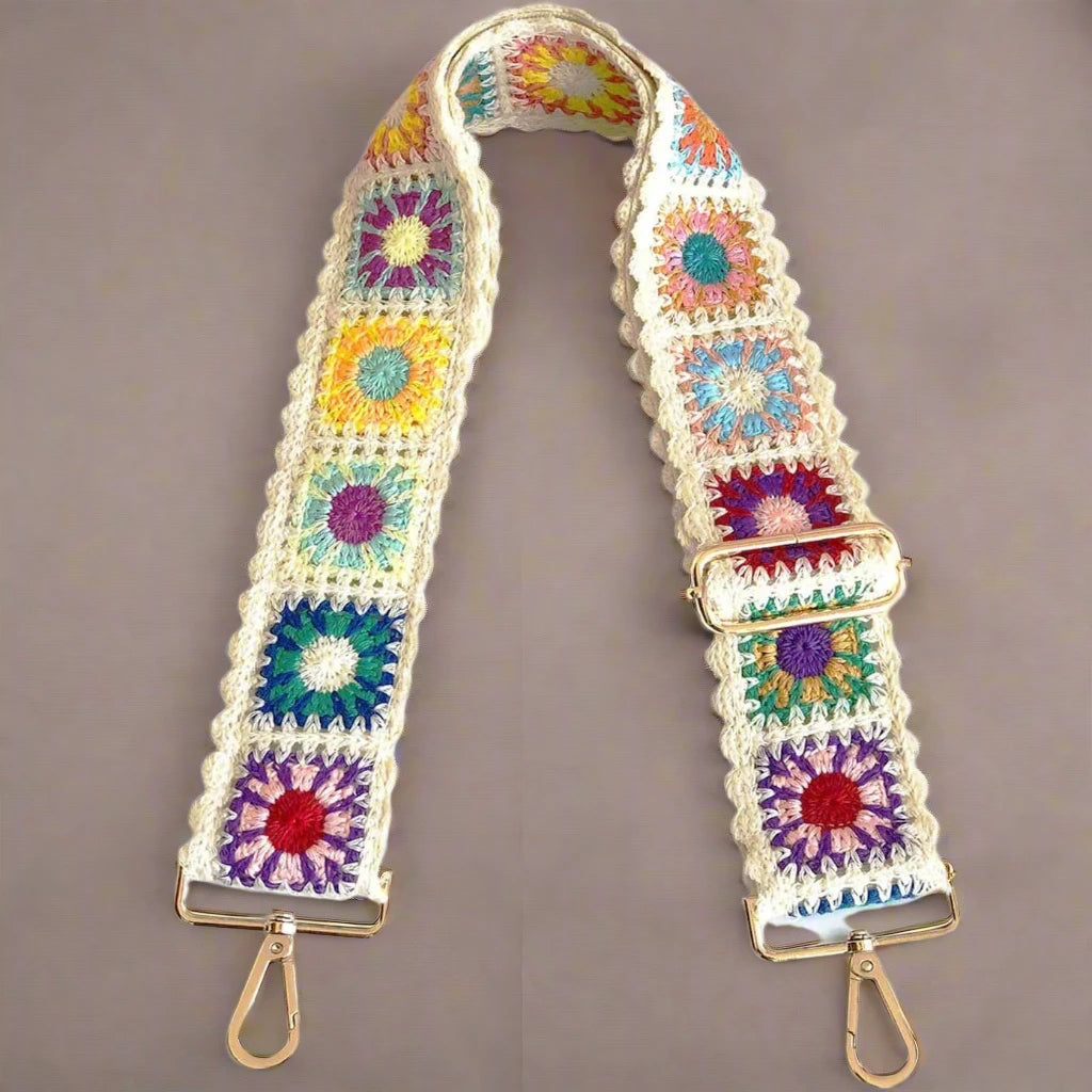 Boho Flower Crochet Adjustable Bag Strap