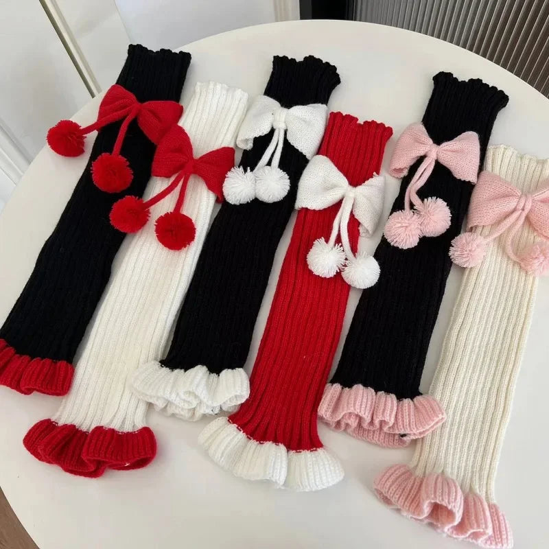 Kawaii Bow Plush Legwarmers