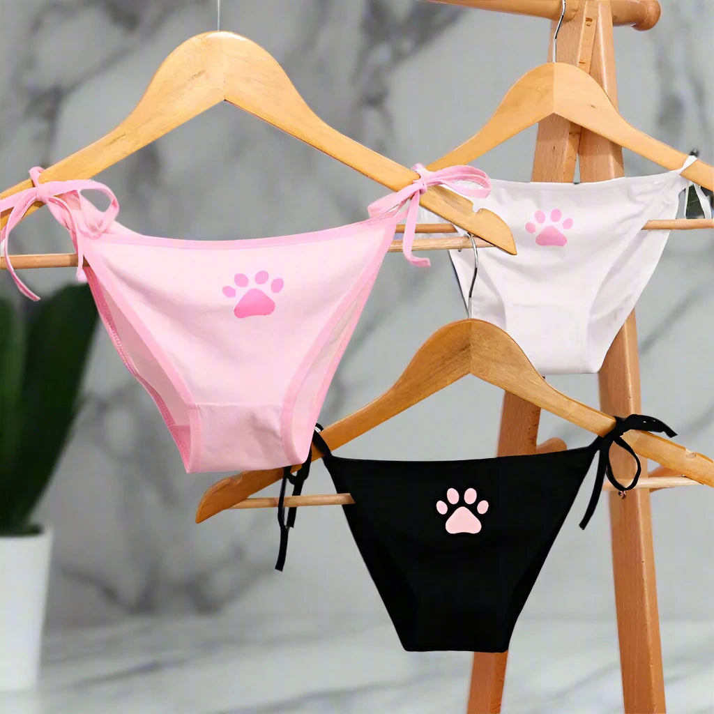 Purr-fectly Adorable Cat Paw Tie-Side Panties