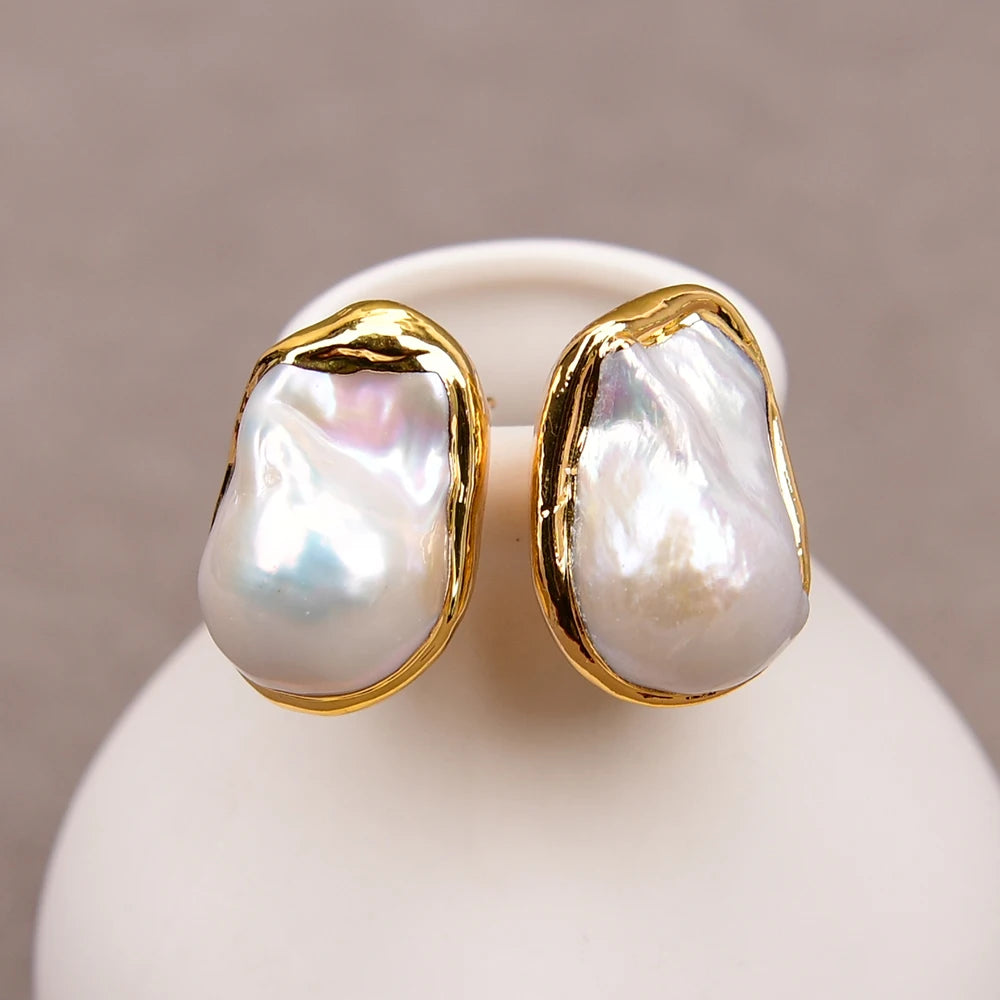 Baroque Pearl Stud Earrings