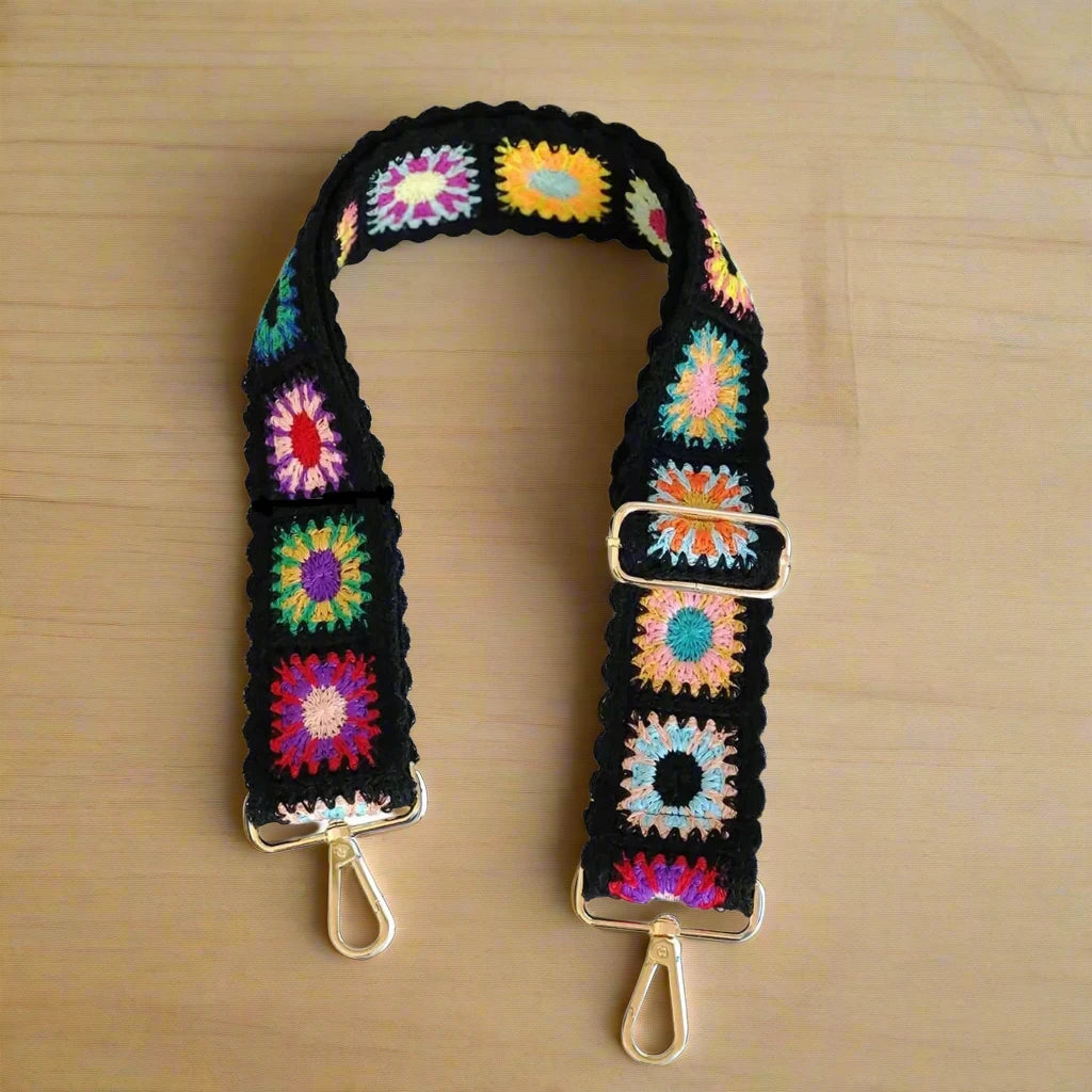 Boho Flower Crochet Adjustable Bag Strap