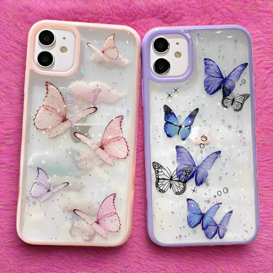 Glitter Butterfly Clear Phone Case