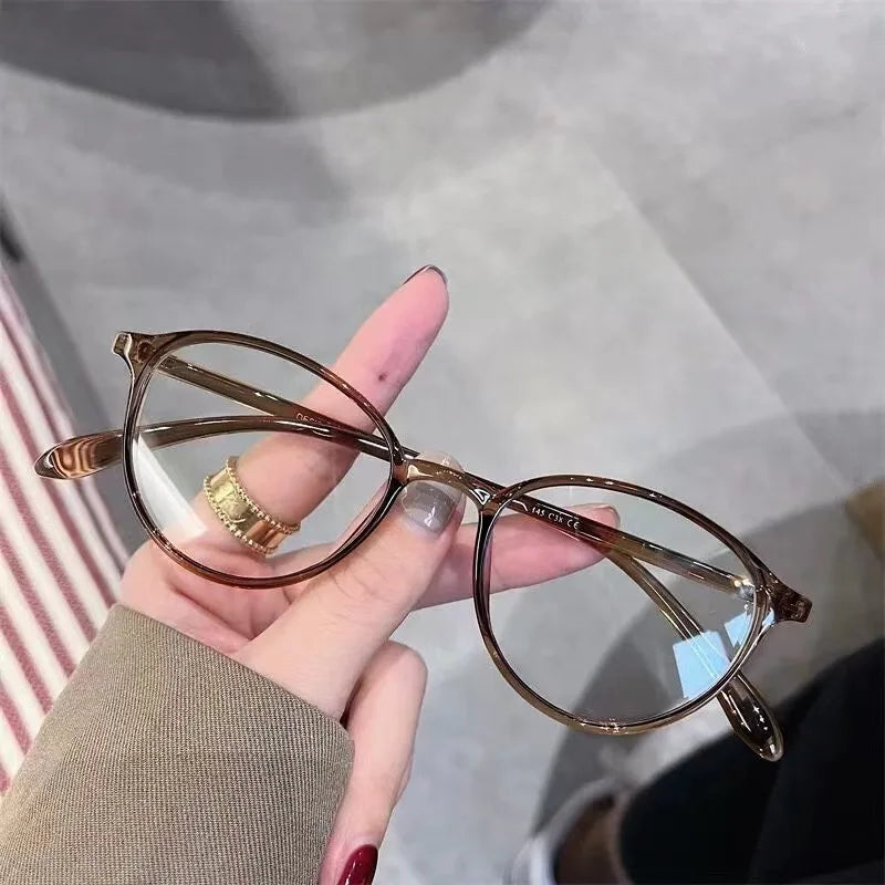 Retro Round frame anti-blue light glasses women men ultra-light computer blocking glasses lens leg fashion optical spectacle